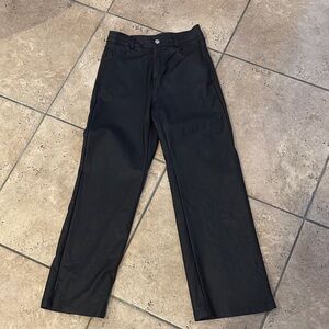 Edikted Black Wide Leg Leather Pants